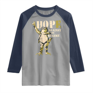Stencil Protest Frog Raglan Shirt Hope Against the Regime Portland Inflatable Resistance TS02 Sport Gray Navy Print Your Wear