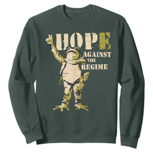 Stencil Protest Frog Sweatshirt Hope Against the Regime Portland Inflatable Resistance TS02 Dark Forest Green Print Your Wear
