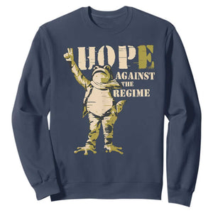 Stencil Protest Frog Sweatshirt Hope Against the Regime Portland Inflatable Resistance TS02 Navy Print Your Wear