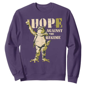 Stencil Protest Frog Sweatshirt Hope Against the Regime Portland Inflatable Resistance TS02 Purple Print Your Wear