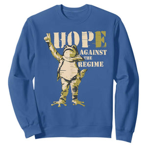 Stencil Protest Frog Sweatshirt Hope Against the Regime Portland Inflatable Resistance TS02 Royal Blue Print Your Wear