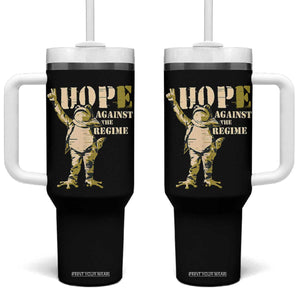 Stencil Protest Frog Tumbler With Handle Hope Against the Regime Portland Inflatable Resistance TS02 One Size: 40 oz Black Print Your Wear