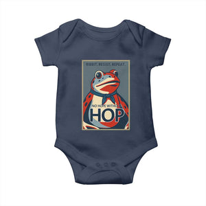 No Hope Without Hop Baby Onesie Ribbit Resist Repeat Resistance Frog Protest Pop Art Graphic TS02 Navy Print Your Wear
