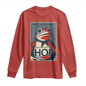 No Hope Without Hop Long Sleeve Shirt Ribbit Resist Repeat Resistance Frog Protest Pop Art Graphic TS02 Red Print Your Wear