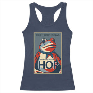 No Hope Without Hop Racerback Tank Top Ribbit Resist Repeat Resistance Frog Protest Pop Art Graphic TS02 Navy Print Your Wear