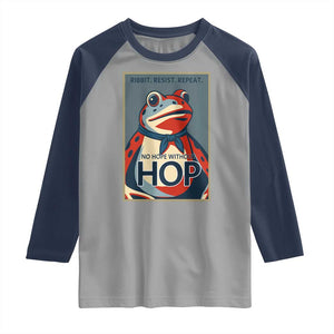 No Hope Without Hop Raglan Shirt Ribbit Resist Repeat Resistance Frog Protest Pop Art Graphic TS02 Sport Gray Navy Print Your Wear