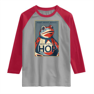 No Hope Without Hop Raglan Shirt Ribbit Resist Repeat Resistance Frog Protest Pop Art Graphic TS02 Sport Gray Red Print Your Wear