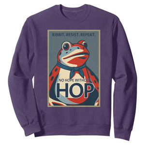 No Hope Without Hop Sweatshirt Ribbit Resist Repeat Resistance Frog Protest Pop Art Graphic TS02 Purple Print Your Wear