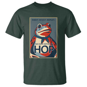 No Hope Without Hop T Shirt Ribbit Resist Repeat Resistance Frog Protest Pop Art Graphic TS02 Dark Forest Green Print Your Wear