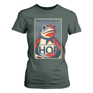 No Hope Without Hop T Shirt For Women Ribbit Resist Repeat Resistance Frog Protest Pop Art Graphic TS02 Dark Forest Green Print Your Wear