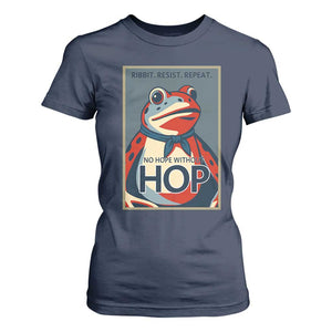 No Hope Without Hop T Shirt For Women Ribbit Resist Repeat Resistance Frog Protest Pop Art Graphic TS02 Navy Print Your Wear