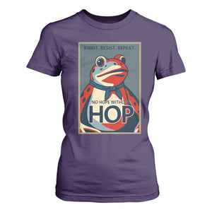 No Hope Without Hop T Shirt For Women Ribbit Resist Repeat Resistance Frog Protest Pop Art Graphic TS02 Purple Print Your Wear