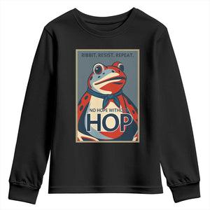 No Hope Without Hop Youth Sweatshirt Ribbit Resist Repeat Resistance Frog Protest Pop Art Graphic TS02 Black Print Your Wear