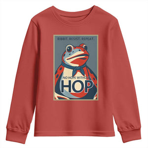 No Hope Without Hop Youth Sweatshirt Ribbit Resist Repeat Resistance Frog Protest Pop Art Graphic TS02 Red Print Your Wear