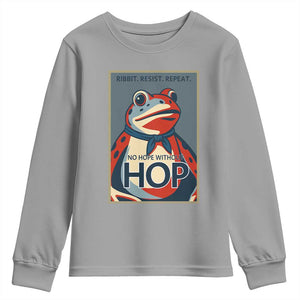 No Hope Without Hop Youth Sweatshirt Ribbit Resist Repeat Resistance Frog Protest Pop Art Graphic TS02 Sport Gray Print Your Wear
