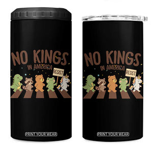 No Kings in America 4 in 1 Can Cooler Tumbler Resist Protest Cute Animal Resistance March TS02 One Size: 16 oz Black Print Your Wear