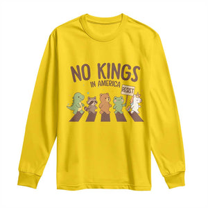 No Kings in America Long Sleeve Shirt Resist Protest Cute Animal Resistance March TS02 Daisy Print Your Wear