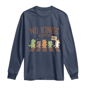 No Kings in America Long Sleeve Shirt Resist Protest Cute Animal Resistance March TS02 Navy Print Your Wear