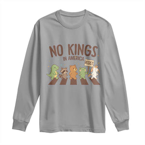 No Kings in America Long Sleeve Shirt Resist Protest Cute Animal Resistance March TS02 Sport Gray Print Your Wear