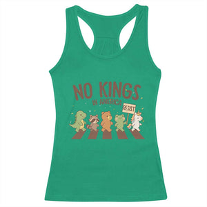 No Kings in America Racerback Tank Top Resist Protest Cute Animal Resistance March TS02 Irish Green Print Your Wear