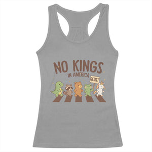 No Kings in America Racerback Tank Top Resist Protest Cute Animal Resistance March TS02 Sport Gray Print Your Wear