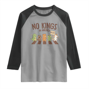 No Kings in America Raglan Shirt Resist Protest Cute Animal Resistance March TS02 Sport Gray Black Print Your Wear