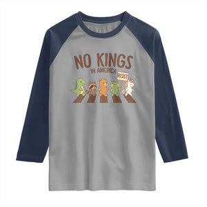 No Kings in America Raglan Shirt Resist Protest Cute Animal Resistance March TS02 Sport Gray Navy Print Your Wear