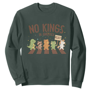 No Kings in America Sweatshirt Resist Protest Cute Animal Resistance March TS02 Dark Forest Green Print Your Wear