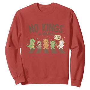 No Kings in America Sweatshirt Resist Protest Cute Animal Resistance March TS02 Red Print Your Wear