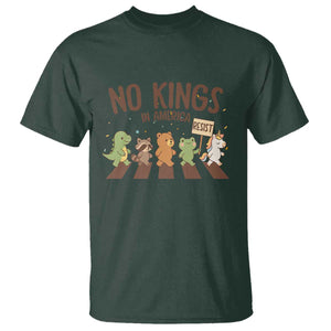 No Kings in America T Shirt Resist Protest Cute Animal Resistance March TS02 Dark Forest Green Print Your Wear