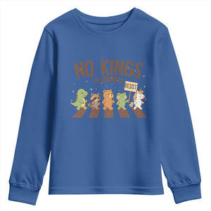 No Kings in America Youth Sweatshirt Resist Protest Cute Animal Resistance March TS02 Royal Blue Print Your Wear