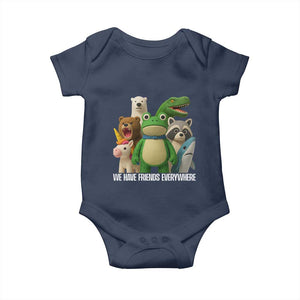 United Mascots Protest Baby Onesie We Have Friends Everywhere TS02 Navy Print Your Wear