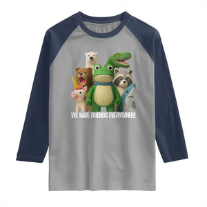 United Mascots Protest Raglan Shirt We Have Friends Everywhere TS02 Sport Gray Navy Print Your Wear