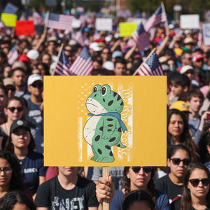 We The People Portland Frog Protest Sign Patriotic Protest American Flag TS02 Horizontal 18" × 24" Yellow Print Your Wear