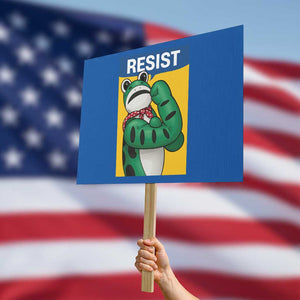 Resist Rosie Frog Protest Sign Protest Parody Feminist Retro Poster TS02 Horizontal 18" × 24" Blue Print Your Wear