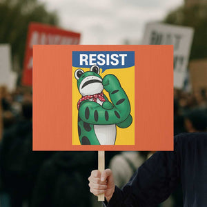 Resist Rosie Frog Protest Sign Protest Parody Feminist Retro Poster TS02 Horizontal 18" × 24" Orange Print Your Wear
