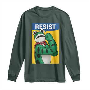 Resist Rosie Frog Long Sleeve Shirt Protest Parody Feminist Retro Poster TS02 Dark Forest Green Print Your Wear