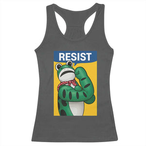 Resist Rosie Frog Racerback Tank Top Protest Parody Feminist Retro Poster TS02 Dark Heather Print Your Wear