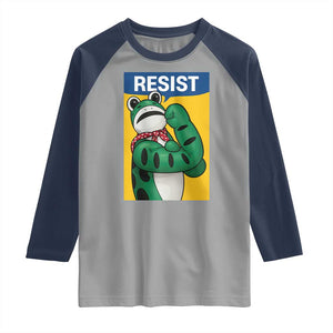 Resist Rosie Frog Raglan Shirt Protest Parody Feminist Retro Poster TS02 Sport Gray Navy Print Your Wear