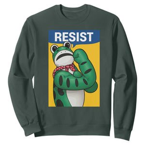 Resist Rosie Frog Sweatshirt Protest Parody Feminist Retro Poster TS02 Dark Forest Green Print Your Wear