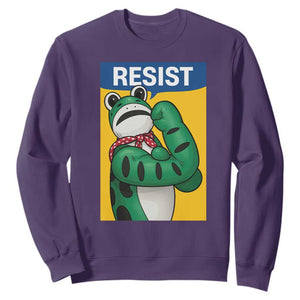 Resist Rosie Frog Sweatshirt Protest Parody Feminist Retro Poster TS02 Purple Print Your Wear