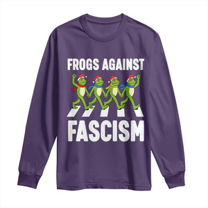 Santa Frog Against Fascism Long Sleeve Shirt Christmas Holiday Frogs Band Resistance Protest TS02 Purple Print Your Wear