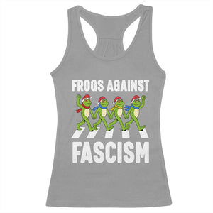 Santa Frog Against Fascism Racerback Tank Top Christmas Holiday Frogs Band Resistance Protest TS02 Sport Gray Print Your Wear