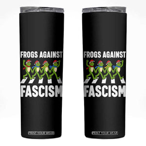 Santa Frog Against Fascism Skinny Tumbler Christmas Holiday Frogs Band Resistance Protest TS02 Black Print Your Wear