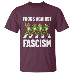 Santa Frog Against Fascism T Shirt Christmas Holiday Frogs Band Resistance Protest TS02 Maroon Print Your Wear