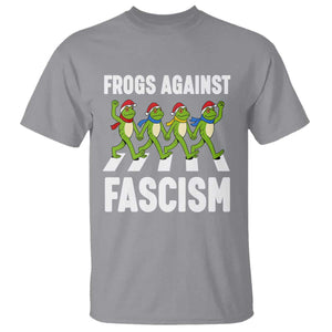 Santa Frog Against Fascism T Shirt Christmas Holiday Frogs Band Resistance Protest TS02 Sport Gray Print Your Wear