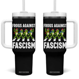 Santa Frog Against Fascism Tumbler With Handle Christmas Holiday Frogs Band Resistance Protest TS02 One Size: 40 oz Black Print Your Wear