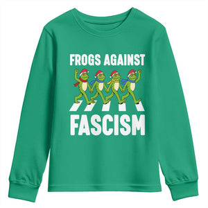 Santa Frog Against Fascism Youth Sweatshirt Christmas Holiday Frogs Band Resistance Protest TS02 Irish Green Print Your Wear