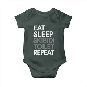 Eat Sleep Skibidi Toilet Repeat Baby Onesie Funny Gen Alpha Slang TS02 Print Your Wear