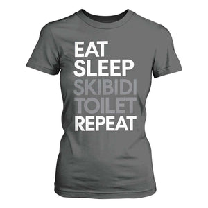 Eat Sleep Skibidi Toilet Repeat T Shirt For Women Funny Gen Alpha Slang TS02 Dark Heather Print Your Wear